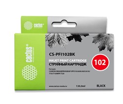 Струйный картридж Cactus CS-PFI102BK (PFI-102Bk) черный для Canon ImagePrograf iPF500, iPF510, iPF510 Plus, iPF600, iPF605, iPF610, iPF650, iPF655, iPF700, iPF710, iPF750, iPF760 MFP M40, iPF765, iPF765 MFP, LP17, LP24 (130 мл) - фото 11574