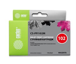 Струйный картридж Cactus CS-PFI102M (PFI-102M) пурпурный для Canon ImagePrograf iPF500, iPF510, iPF510 Plus, iPF600, iPF605, iPF610, iPF650, iPF655, iPF700, iPF710, iPF720, iPF750, iPF760 MFP M40, iPF765, LP17, LP24 (130 мл) - фото 11576