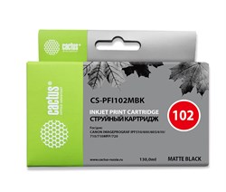 Струйный картридж Cactus CS-PFI102MBK (PFI-102MBk) черный матовый для Canon ImagePrograf iPF500, iPF510, iPF510 Plus, iPF600, iPF605, iPF610, iPF650, iPF655, iPF700, iPF710, iPF720, iPF750, iPF755, iPF760, iPF765, LP17, LP24 (130 мл) - фото 11577