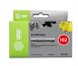 Струйный картридж Cactus CS-PFI102Y (PFI-102Y) желтый для Canon ImagePrograf iPF500, iPF510, iPF600, iPF605, iPF610, iPF650, iPF655, iPF700, iPF710, iPF720, iPF750, iPF760, iPF760 MFP M40, iPF765, iPF765 MFP, LP17, LP24 (130 мл) - фото 11578