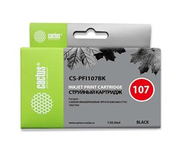 Струйный картридж Cactus CS-PFI107BK (PFI-107) черный для Canon ImagePrograf iPF670, iPF670 MFP L24, iPF680, iPF681, iPF685, iPF686, iPF770, iPF770 MFP L36, iPF780, iPF780 MFP M40, iPF781, iPF785, iPF785 MFP M40, iPF786 (130 мл) - фото 11939