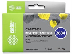 Струйный картридж Cactus CS-EPT2634 (26XL) желтый для принтеров Epson Expression Premium XP-600, XP-700, XP-710, XP-800, XP-820 (11,6 мл) - фото 13085