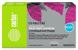 Струйный картридж Cactus CS-F6U17AE (HP 953XL) пурпурный увеличенной емкости для HP OfficeJet 7720 Pro, 7730 Pro, 7740 Pro, 8210 Pro, 8218 Pro, 8710 Pro, 8715 Pro, 8716 Pro, 8720 Pro, 8725 Pro, 8728 Pro, 8730 Pro, 8740 Pro (26 мл) - фото 13142