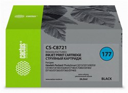 Струйный картридж Cactus CS-C8721 (HP 177) черный для HP PhotoSmart 3100, 3210, 3213, 3310, 3313, C5183, C6100, C6183, C6200, C6283, C7183, C7200, C7280, C7283, C8183, D7100, D7160, D7163, D7300, D7363, D7463 (26 мл) - фото 14586