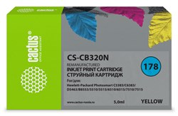 Струйный картридж Cactus CS-CB320N (HP 178) желтый для HP DeskJet 3070A B611, 3522; PhotoSmart 5510 B111, 5520, 7520, B010, B110, B209, B210, B8553, C309, C310, C410, C5300, C5380, C5383, C6383, D5460, D5463 (5 мл) - фото 14663