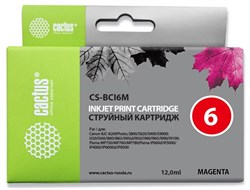 Струйный картридж Cactus CS-BCI6M (BCI-6M) пурпурный для Canon S800, S820, S900, S9000, i550, i560, i860, i865, i905d, i950s, i960x, i965, i990, i9100, i9950, JX500, MP750, MP760, iP600d, iP3000, iP600d, iP8500, BJC8200 (12 мл) - фото 14748