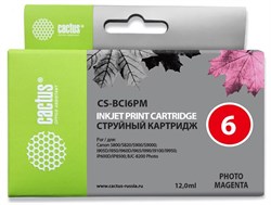 Струйный картридж Cactus CS-BCI6PM (BCI-6PM) светло-пурпурный для Canon S800, S820, S900, S9000, i550, i560, i860, i865, i905d, i950s, i960x, i965, i990, i9100, i9950, JX500, MP750, MP760, iP600d, iP3000, iP600d, iP8500, BJC8200 (12 мл) - фото 14750