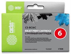 Струйный картридж Cactus CS-BCI6C (BCI-6C) голубой для Canon S800, S820, S900, S9000, i550, i560, i860, i865, i905d, i950s, i960x, i965, i990, i9100, i9950, JX500, MP750, MP760, iP600d, iP3000, iP600d, iP8500, BJC8200 (12 мл) - фото 14799