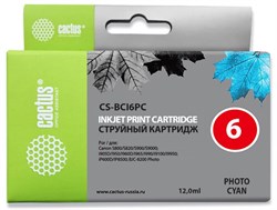 Струйный картридж Cactus CS-BCI6PC (BCI-6PC) светло голубой для Canon S800, S820, S900, S9000, i550, i560, i860, i865, i905d, i950s, i960x, i965, i990, i9100, i9950, JX500, MP750, MP760, iP600d, iP3000, iP600d, iP8500, BJC8200 (12 мл) - фото 14801