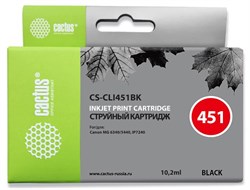 Струйный картридж Cactus CS-CLI451BK (CLI-451Bk) черный для Canon Pixma iP6840, iP7240, iP8740, iX6840, MG5440, MG5540, MG5640, MG6340, MG6440, MG6640, MG7140, MG7540, MX724, MX924 (10,2 мл) - фото 14816