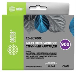 Струйный картридж Cactus CS-LC900C (LC900C) голубой для принтеров Brother DCP-110c, 115c, 117c, 120c, 310cn, 315cn, 340cw, MFC-210c, 215c, 3240c, 3340cn, 410cn, 425cn, 5440cn, 5840cn, 620cn, 640cw (16,6 мл) - фото 14851