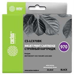 Струйный картридж Cactus CS-LC970BK (LC970BK) черный для принтеров Brother DCP 135, DCP 135c, DCP 150, DCP 150c, DCP 153c, DCP 157c, DCP 750cn, MFC 235, MFC 235c, MFC 260, MFC 260c (22,6 мл) - фото 14854