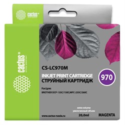 Струйный картридж Cactus CS-LC970M (LC970M) пурпурный для принтеров Brother DCP 135, DCP 135c, DCP 150, DCP 150c, DCP 153c, DCP 157c, DCP 750cn, MFC 235, MFC 235c, MFC 260, MFC 260c (20 мл) - фото 14856