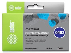 Струйный картридж Cactus CS-EPT0482 (T0482) голубой для принтеров Epson PM A870, D770; Epson Stylus Photo R200, R210, R220, R300, R310, R320, R330, R340, R350, RX300, RX320, RX500, RX510, RX600, RX620, RX630, RX640 (14,4 мл) - фото 14873