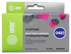 Струйный картридж Cactus CS-EPT0483 (T0483) пурпурный для принтеров Epson PM A870, D770; Epson Stylus Photo R200, R210, R220, R300, R310, R320, R330, R340, R350, RX300, RX320, RX500, RX510, RX600, RX620, RX630, RX640 (14,4 мл) - фото 14876