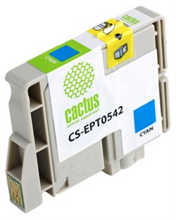 Струйный картридж Cactus CS-EPT0542 (T0542) голубой для принтеров Epson Stylus Photo R800, R1800 (16,2 мл) - фото 14890