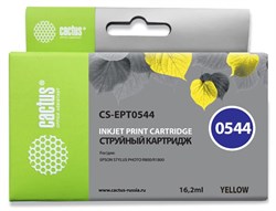 Струйный картридж Cactus CS-EPT0544 (T0544) желтый для принтеров Epson Stylus Photo R800, R1800 (16,2 мл) - фото 14892