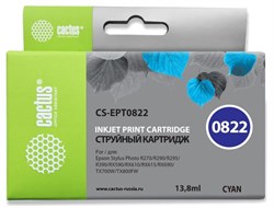 Струйный картридж Cactus CS-EPT0822 (T0822) голубой для Epson Stylus Photo R270, R290, R295, R390, RX590, RX610, RX615, RX690, TX650, TX659, TX700w, TX710w, TX800fw, T50, T59 (13,8 мл) - фото 14914