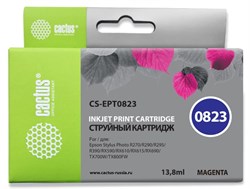 Струйный картридж Cactus CS-EPT0823 (T0823) пурпурный для Epson Stylus Photo R270, R290, R295, R390, RX590, RX610, RX615, RX690, TX650, TX659, TX700w, TX710w, TX800fw, T50, T59 (13,8 мл) - фото 14916