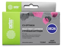 Струйный картридж Cactus CS-EPT0826 (T0826) светло-пурпурный для Epson Stylus Photo R270, R290, R295, R390, RX590, RX610, RX615, RX690, TX650, TX659, TX700w, TX710w, TX800fw, T50, T59 (13,8 мл) - фото 14922