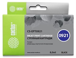 Струйный картридж Cactus CS-EPT0921 (T0921) черный для принтеров Epson Stylus C91, C240, CX4300, T26, T27, TX106, TX109, TX117, TX119 (8 мл) - фото 14924