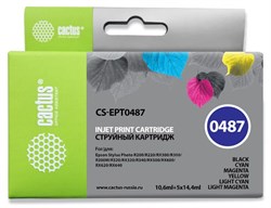 Струйный картридж Cactus CS-EPT0487 (T0487) набор для Epson PM A870, D770; Stylus Photo R200, R210, R220, R300, R300M, R310, R320, R330, R340, R350, RX300, RX320, RX500, RX510, RX600, RX620, RX630, RX640 (10,6 мл + 5 x 14,4 мл) - фото 14937