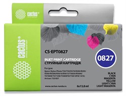 Струйный картридж Cactus CS-EPT0827 (T0817) набор для принтеров Epson Stylus Photo 1410, R270, R290, R295, R390, RX590, RX610, RX690, T50, T59, TX659, TX800fw (6 x 13,8 мл) - фото 14962