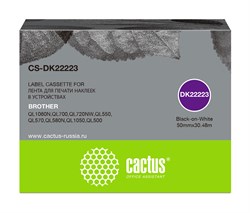 Картридж ленточный Cactus CS-DK22223 черный для Brother P-touch QL-500, QL-550, QL-700, QL-800 - фото 15612