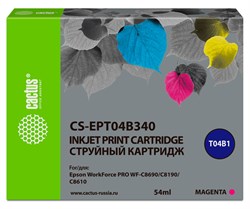 Струйный картридж Cactus CS-EPT04B340 (C13T04B340) пурпурный для Epson WorkForce Pro WF-C8190, WF-C8690 (54 мл.) - фото 16059