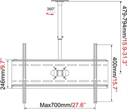 Кронштейн для телевизора Cactus CS-CP04-R черный 37"-70" макс.81.6кг потолочный поворот и наклон - фото 17207