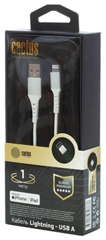 Кабель Cactus CS-LG.USB.A-1 USB (m)-Lightning (m) 1м белый блистер - фото 18756