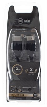 Кабель аудио-видео Cactus CS-HDMI.2-2 HDMI (m)/HDMI (m) 2м. позолоченные контакты, черный - фото 18838