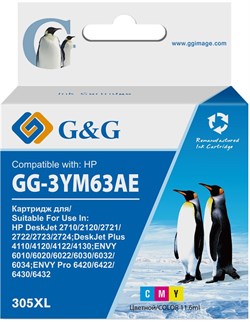 Струйный картридж G&G GG-3YM63AE (HP 305XL) многоцветный для HP DeskJet 2320, 2710, 2720 (11,6 мл) - фото 19432