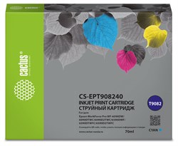 Струйный картридж Cactus CS-EPT908240 (T9082) голубой для Epson WorkForce WF-6090DW, WF-6590DWF Pro (70 мл) - фото 19939