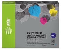 Струйный картридж Cactus CS-EPT907240 (T9072) голубой для Epson WorkForce WF-6090DW, WF-6590DWF Pro (120 мл) - фото 19943