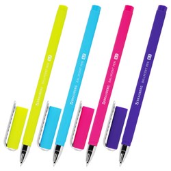 Ручка шариковая Brauberg spft touch stick "neon", синяя, мягкое покрытие, корпус ассорти, узел 0,7 мм - фото 20127
