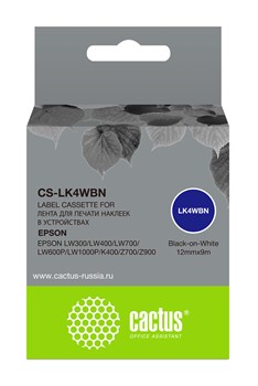 Картридж ленточный Cactus CS-LK4WBN  черный для Epson LW300, LW400, LW700, LW600P, LW1000P - фото 20180