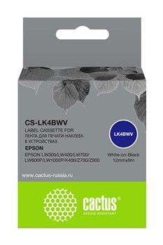 Картридж ленточный Cactus CS-LK4BWV черный для Epson LW300, LW400, LW700, LW600P, LW1000P, K400, Z700, Z900 - фото 20220