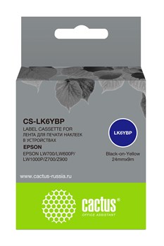 Картридж ленточный Cactus CS-LK6YBP черный для Epson LW700, LW600P, LW1000P, Z700, Z900 - фото 20232