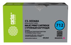 Струйный картридж Cactus CS-3ED68A (HP 712) пурпурный для HP DesignJet T230, 630 (29 мл) - фото 20482