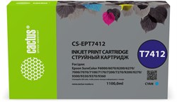 Картридж струйный Cactus CS-EPT7412 T7412 голубой для Epson SureColor SC-F6000/6200/7000 - фото 21515