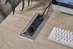 Розетка Cactus CS-SOCKET-EU2-USBA/C-NET для столешницы 26.5x11.8x6.5см серый - фото 24354