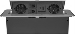 Розетка Cactus CS-SOCKET-EU2-USBA/C-NET для столешницы 26.5x11.8x6.5см серый - фото 24355