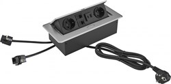 Розетка Cactus CS-SOCKET-EU2-USBA/C-NET для столешницы 26.5x11.8x6.5см серый - фото 24357