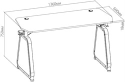 Стол игровой Cactus CS-GMD-BK-RGB столешница МДФ черный каркас черный 136x60x75см - фото 24365