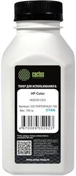 Тонер Cactus CS-THPCWHUC-100 голубой флакон для принтера HP Color W2070, 1, 2, 3  (500 гр.) - фото 24699