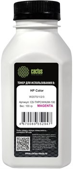 Тонер Cactus CS-THPCWHUM-100 пурпурный флакон для принтера HP Color W2070, 1, 2, 3  (500 гр.) - фото 24700