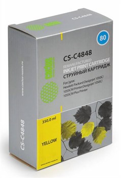 Струйный картридж Cactus CS-C4848 (HP 80) желтый для HP DesignJet 1000 series, 1050, 1050c, 1050c Plus, 1055, 1055cm, 1055cm Plus (350 мл) - фото 7827