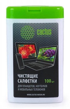 Салфетки влажные Cactus CS-T1005 для планшетов и смартфонов (туба 100 шт) - фото 9876