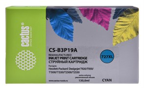 Струйный картридж Cactus CS-B3P19A (HP 727) голубой увеличенной емкости для HP DesignJet T920 ePrinter (CR354A), T930, T1500 ePrinter (CR356A), T1500 PostScript (CR357A), T1530, T2500 eMFP (CR358A), T2530 (130 мл) Струйный картридж Cactus CS-B3P19A (HP 727) голубой увеличенной емкости для HP DesignJet T920 ePrinter (CR354A), T930, T1500 ePrinter (CR356A), T1500 PostScript (CR357A), T1530, T2500 eMFP (CR358A), T2530 (130 мл)